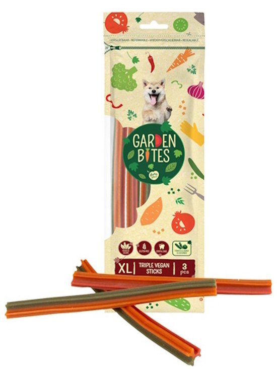 Duvo+ Garden Bites triple vegan sticks XL 25CM - 3 stuks