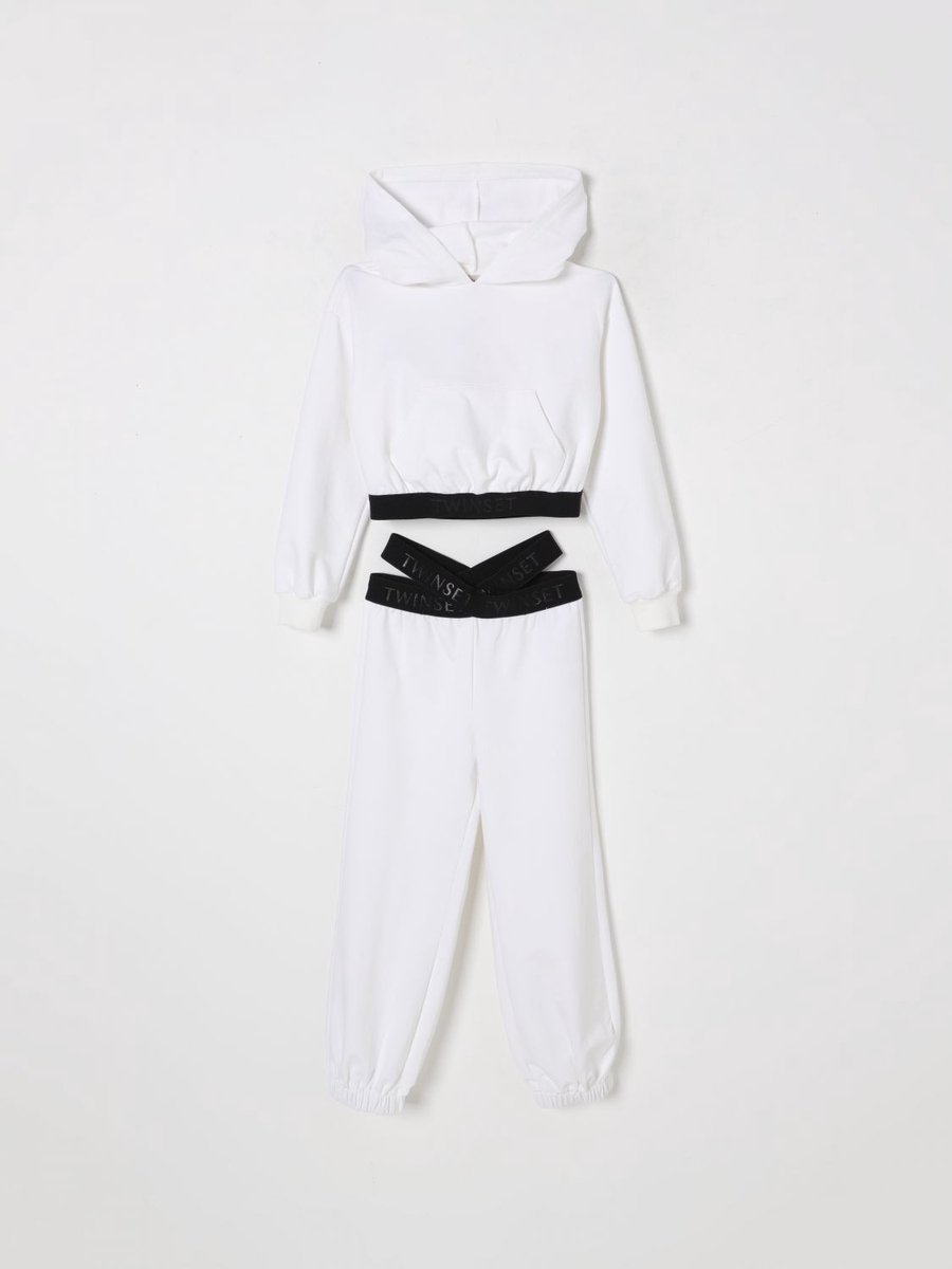 Girls Hoodie Joggers Set Kids - White Ropes Cords