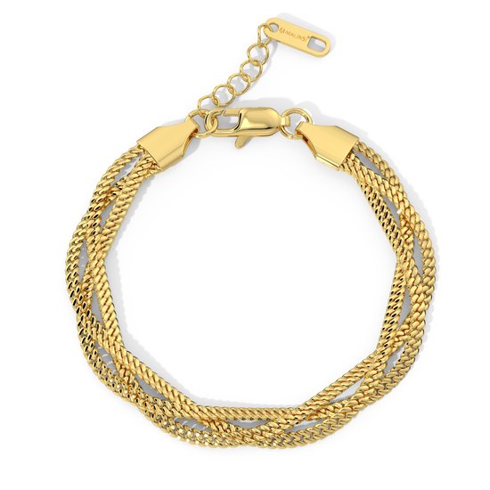 Malinsi® Armband Dames Triplet Chain - Gold Plated RVS - Verstelbaar 17-20,5cm - Sieraden Armbanden Vrouw Goudkleurig