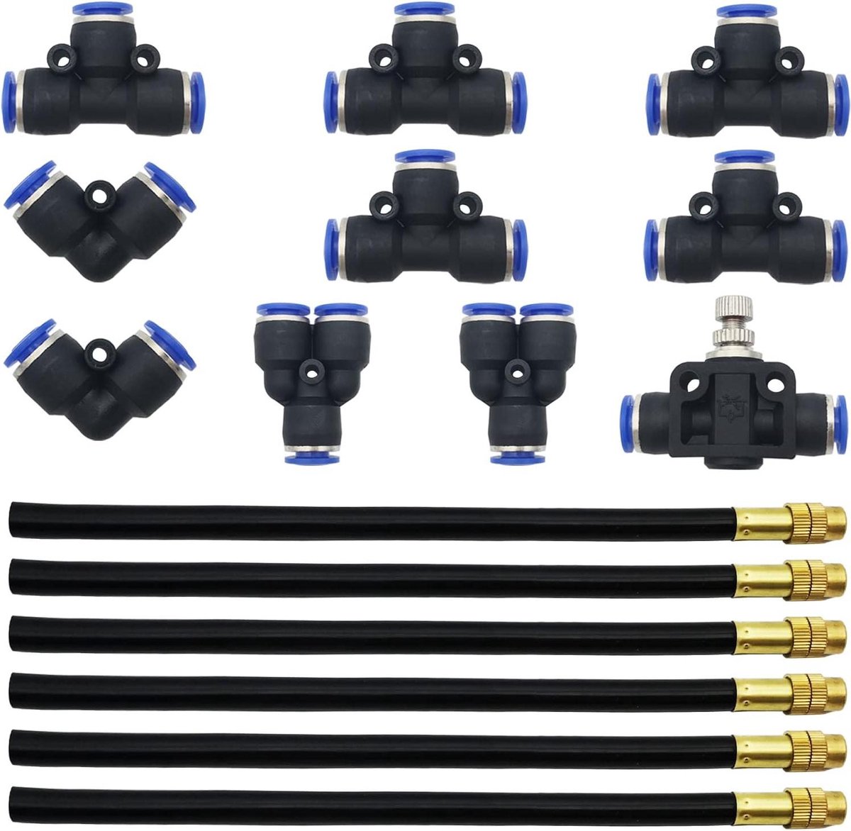 Inovra - 8 mm snelsproeier 6 stuks - Universele bewatering en bloem irrigatie met micro spray - 10 stuks Air Push Quick Fittings . - Tuinslangkoppeling