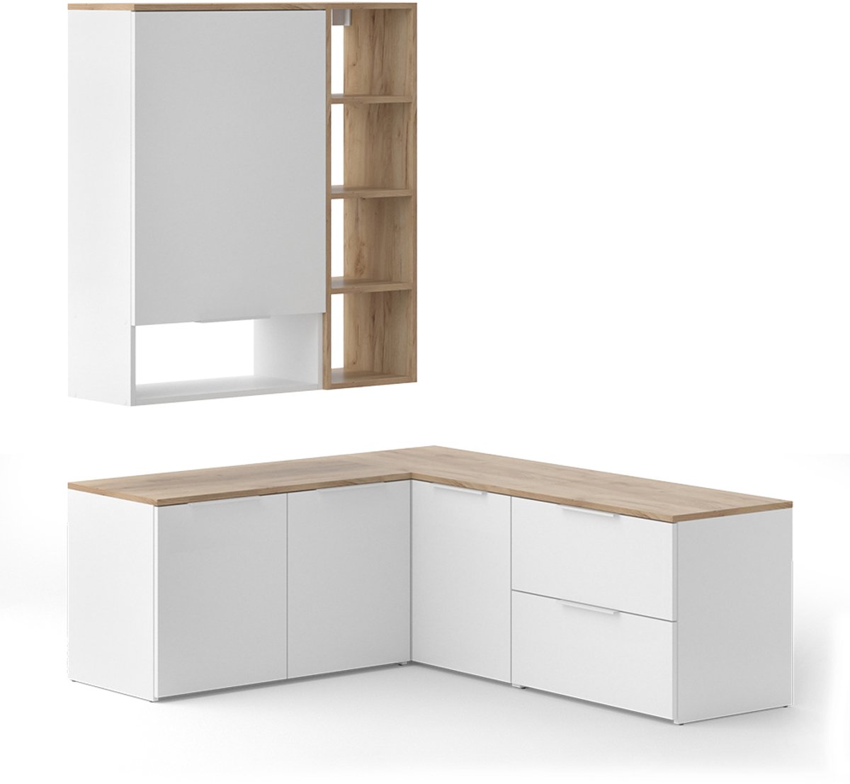 Vicco Wido Woonwand – 5 delen Wit/Sonoma