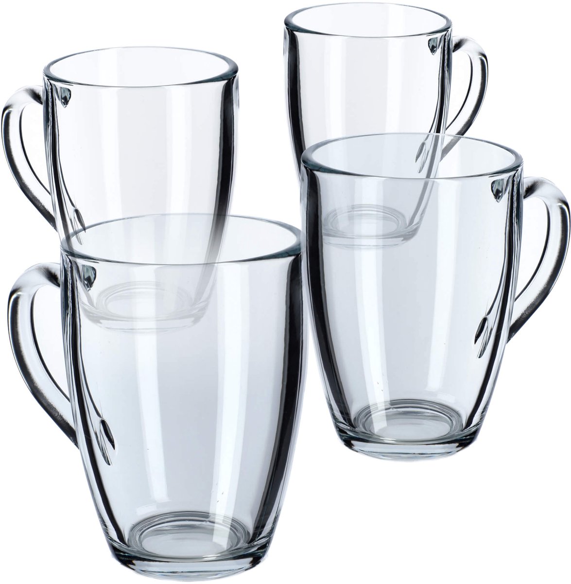 KADAX Theeglazen, waterglazen met handvat, glazen kopjes, sapglazen, glazen voor thee, koffie, water, drink, ijsthee, sap, drinkglazen, koffieglazen (Lina, 350 ml, 4 stuks)