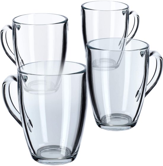 KADAX Theeglazen, waterglazen met handvat, set van 6, glazen kopjes