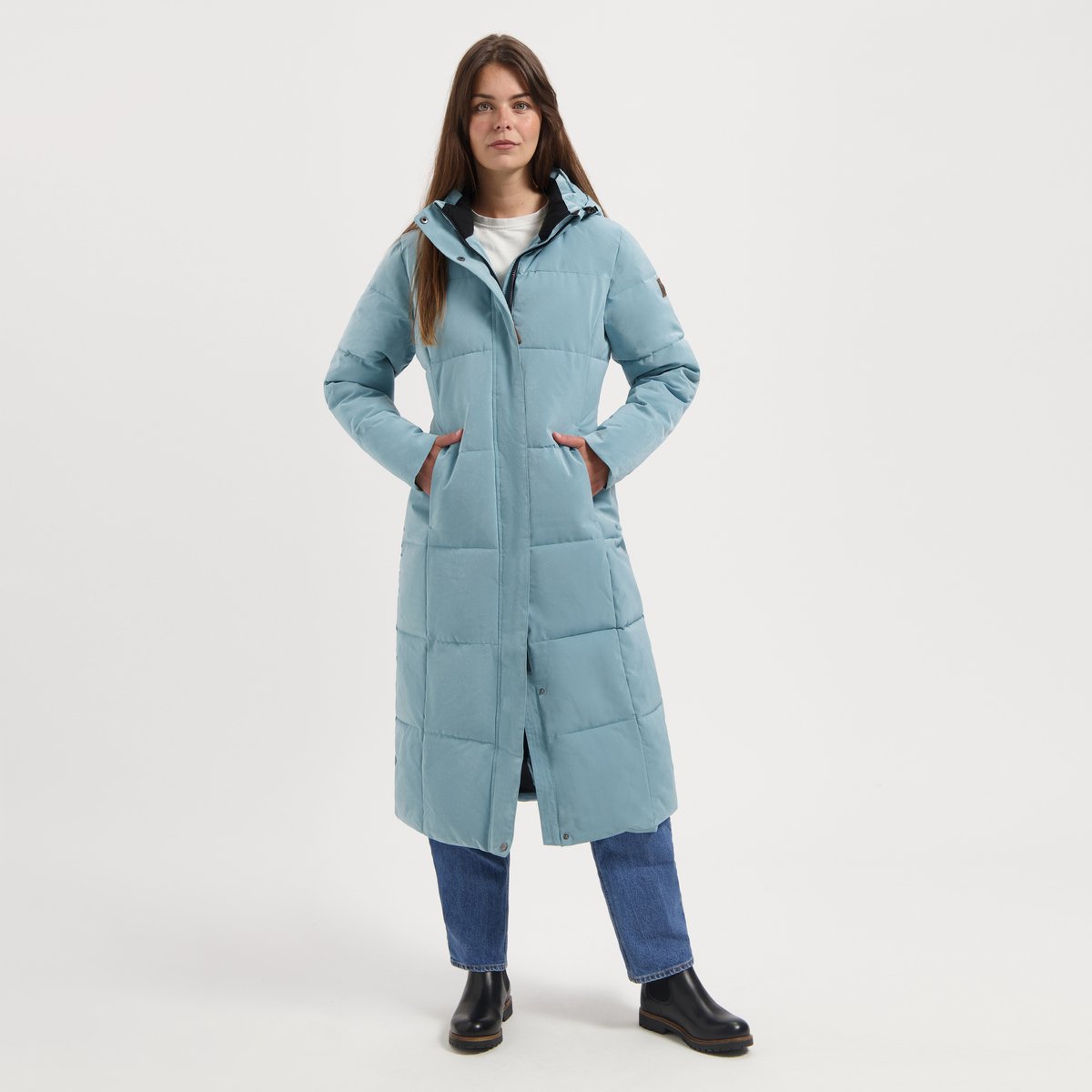 Travelin' Freya Dames - Puffer winterjas - Getailleerd - Lichtblauw