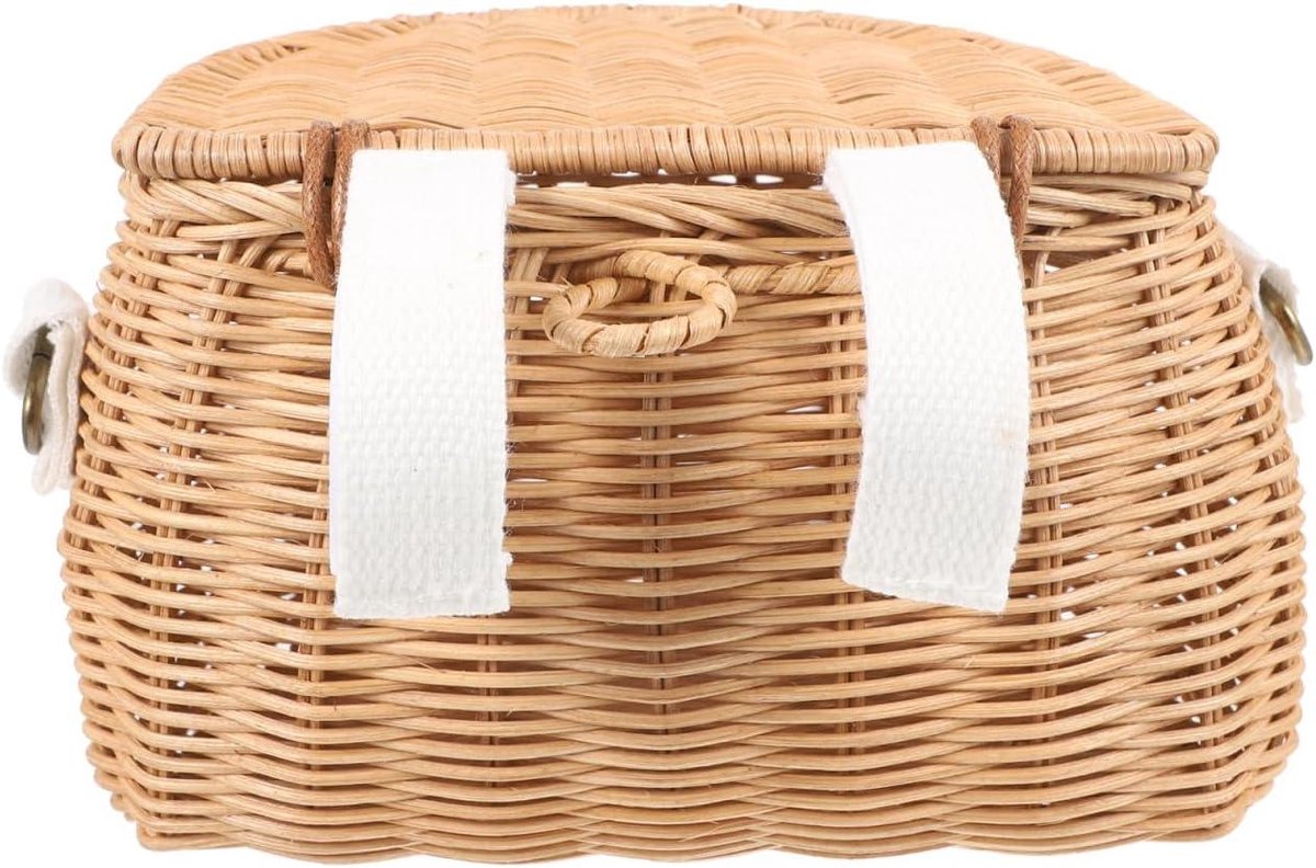 Fietsmand voor kinderen met deksel en kleine rugzak - Rieten mand voor kinderfietsen - Bloemenmand voor paardrijden - Ideale scooter voormand - Stijlvolle container op stuur
