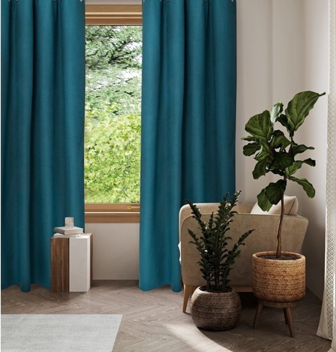 Home Style Thermisch Gordijn – Lichtdoorlatend – Met Haakjes – 140x250 cm – Petrol
