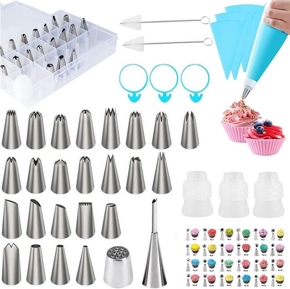 38 stuks taartdecoratieset, decoratiezakken en spuitmondjesset