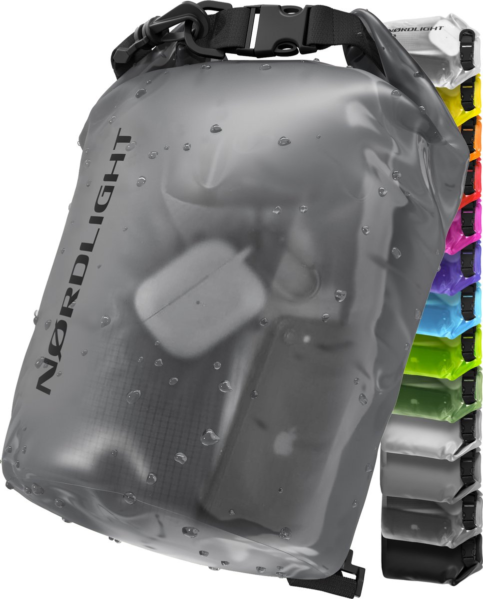 Nordlight Dry Bag en Waterdichte Tas - (2L, Antraciet Mat) Waterdichte verpakkingstas met rolsluiting en schouderband | Zwemmen, strand, kanoën, staand peddelen, duiken
