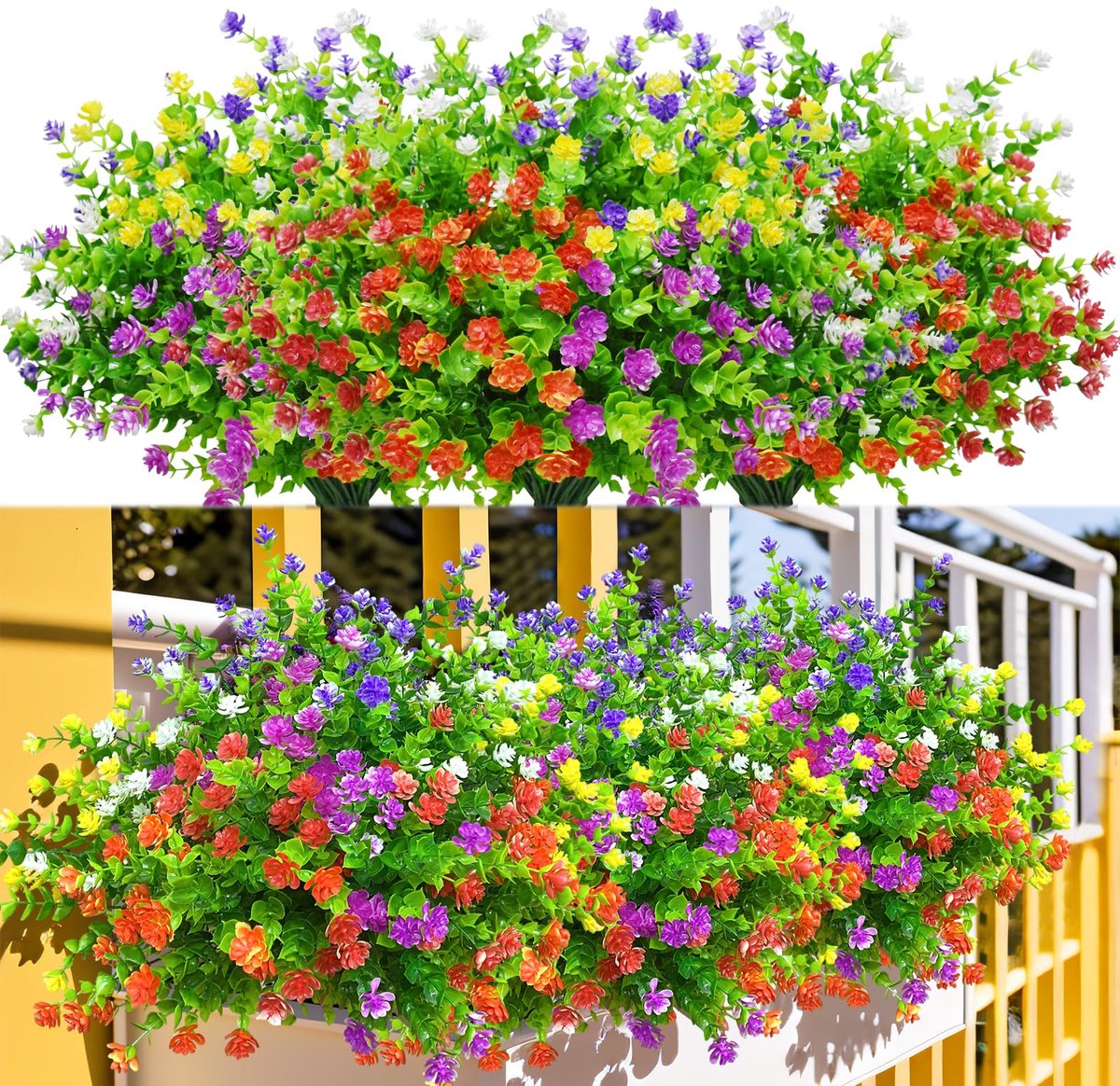 Ibenzoa Kleurrijke Weerbestendige Kunstbloemen voor Tuin en Balkon - 12 Bundels