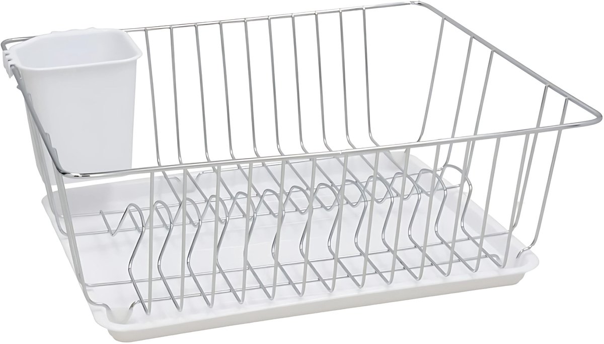 Gerimport Afwas afdruiprek met lekbak - wit - 37 x 32 x 13 cm