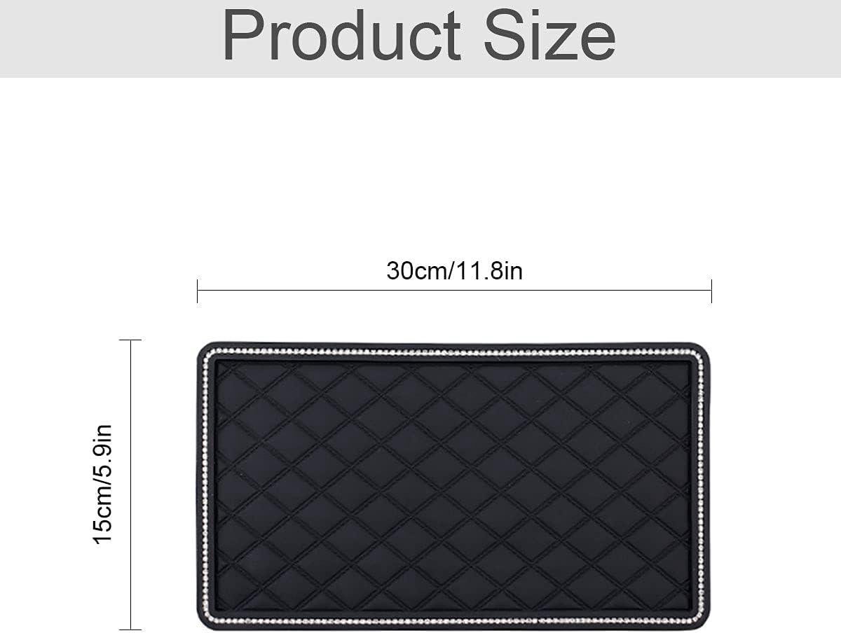 Allecto Plus - Antislipmat Auto met Strassrand voor Veilige Grip - Dashboardaccessoires Autokleefpad - Zwarte Antislipmatten voor Auto-interieur