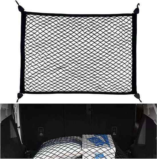 Yimomoyi Kofferbaknet – 80x60 Cm, Uitrekbaar Tot 160x120 Cm, Superelastisch, Met 4 Stevige Haken, Geschikt Voor De Meeste Auto's En Aanhangers
