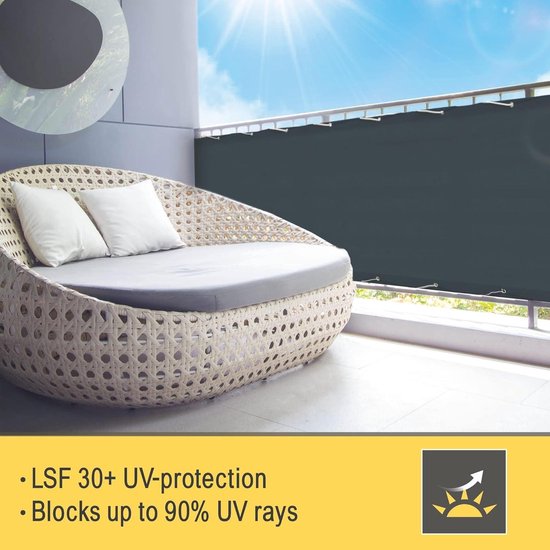 Sol Royal SolVision Balkonscherm 90x500ccm - Ondoorzichtige Balkondoek Beige - Windscherm met Ogen en Snoer - Balkonafdekking PB2 PES