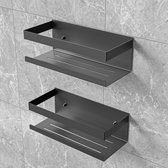 Unyqoos® Roestvrijstalen Doucheplank Set van 2 - Eenvoudige Installatie Zonder Boren voor Badkamer