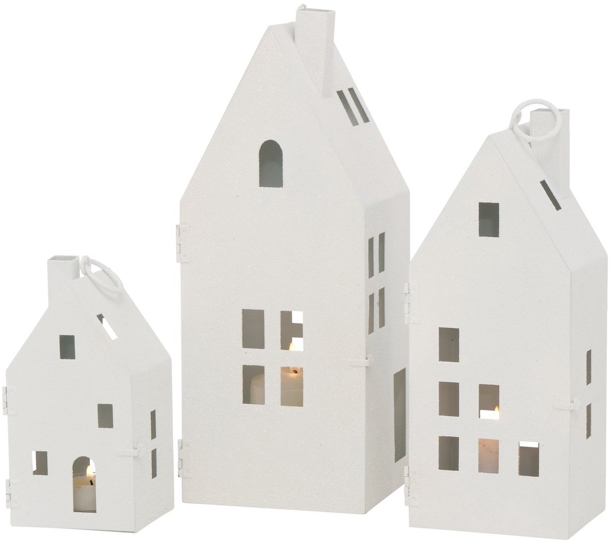 Lantaarnset a 3 stuks in huis model wit