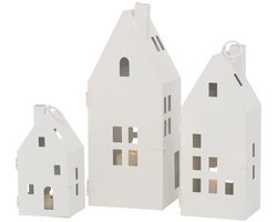 Lantaarnset a 3 stuks in huis model wit