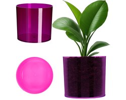 Bloempot Kunststof - Kruidenpot Vaas - Planten Verfraaien - Glanzende Cilindervorm - ⌀ 128 cm - Paars