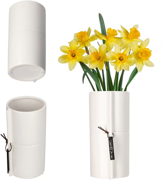 KADAX Bloempot met houtspaanders, elegante bloempot met inzet, pot, tuinkom, bloembak, bloempotbescherming voor woonkamer, kantoor, ⌀ 30 cm, crème