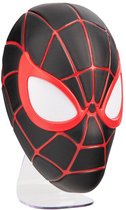 Miles Morales maskerlamp, zwart met rode lijnen en witte oogbedekking.