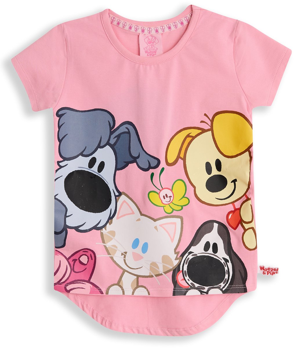 Woezel & Pip T-shirt meisjes - Roos - Maat 74/80 - Meiden shirt