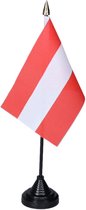 Vlag Oostenrijk tafelvlaggetjes - 1x stuks - 10 x 15 cm vlag - zwarte standaard - Supporters - Versiering - Sport - Fans - Oostenrijk
