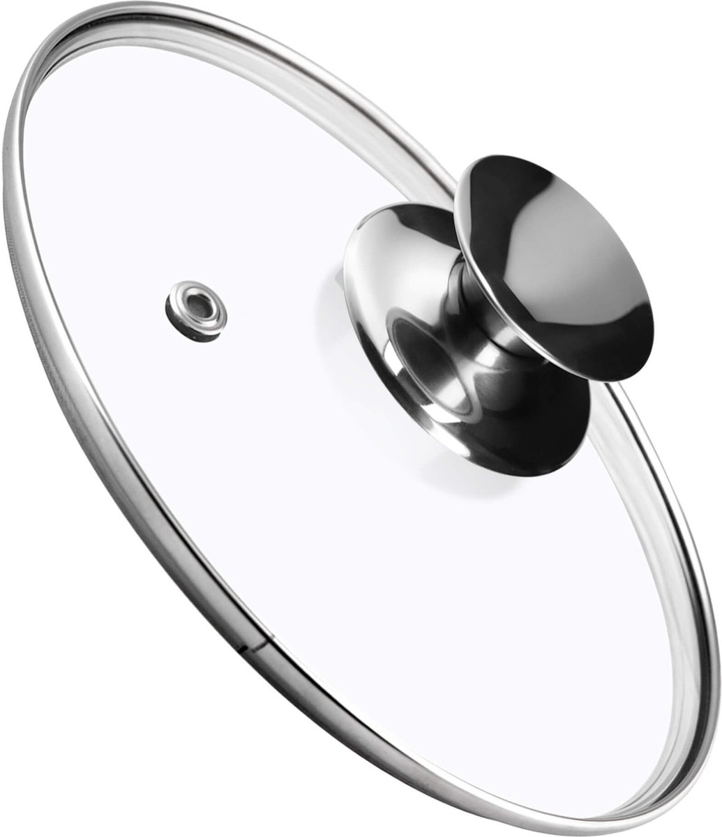 KADAX Potdeksel, universeel deksel van glas met zilveren handgreep, hittebestendig deksel in verschillende maten, pannendeksel, glazen deksel voor pot, pan (28 cm)