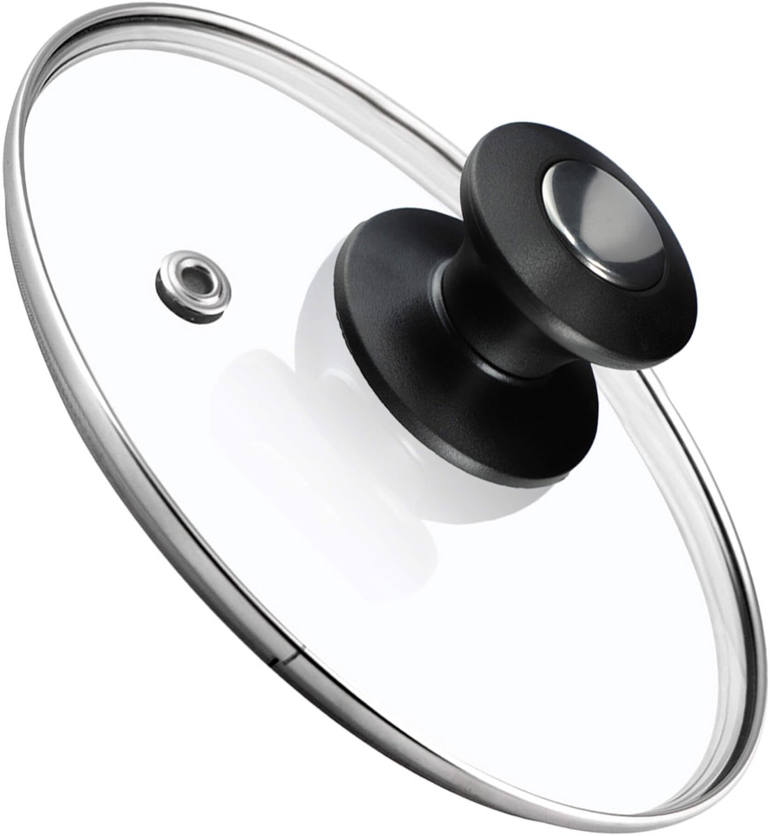 KADAX Pandeksel, universeel deksel van glas met zwarte en zilveren handgreep, hittebestendig deksel in verschillende maten, pannendeksel, glazen deksel voor pan, pan (22 cm)