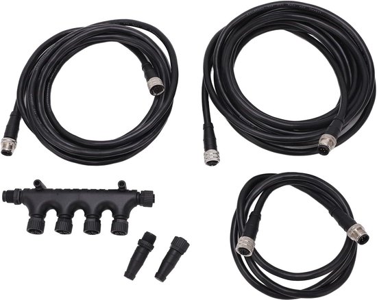 Aramox per NMEA 2000 Starter Kit, 1 M Cavo di Alimentazione con Fusibile 0,5 M Cavo di Collegamento Maschio Femmina Terminatore Connettore T IP67 Impermeabile per Reti Lowrance