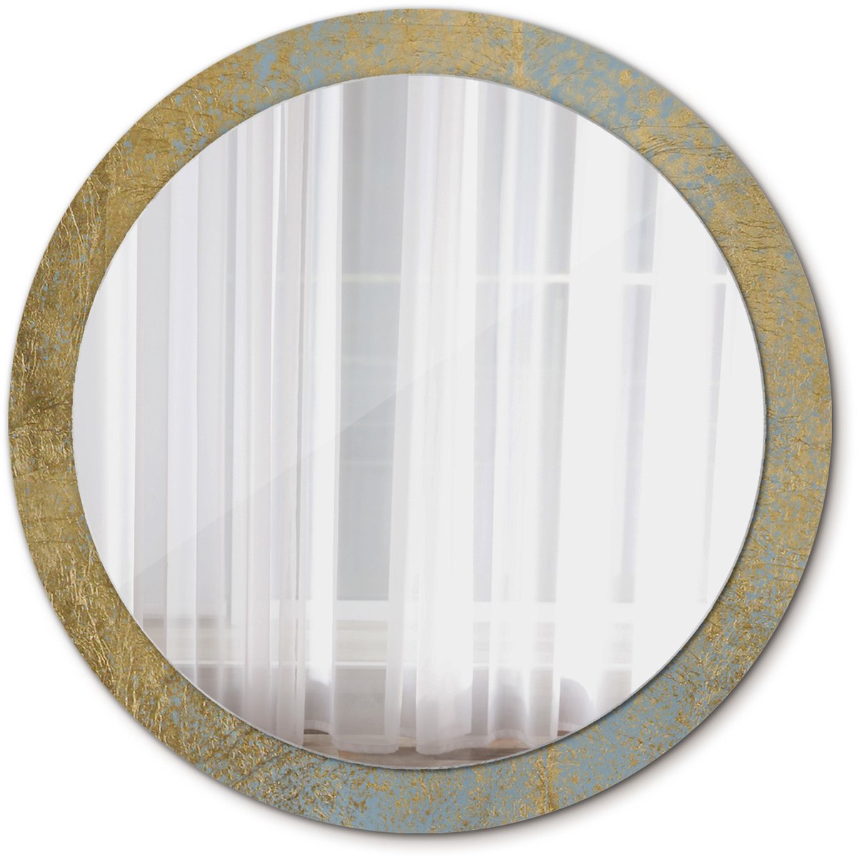Tulup Spiegel - Ronde Spiegel - Spiegel op gehard Glas - Loftpatroon - Diameter: 90 cm - Spiegel met decoratief motief - Woonkamerspiegel - Inloopkastspiegel - Spiegel voor kantoor of studio - Gele - Luxe Spiegel - Elegant Spiegel - Ophangsysteem