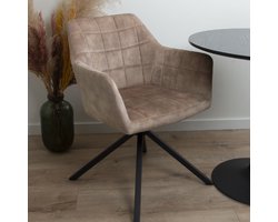 Milton & Oldbrook Velvet Eetkamerstoel Draaibaar Malmo Luxe Zand