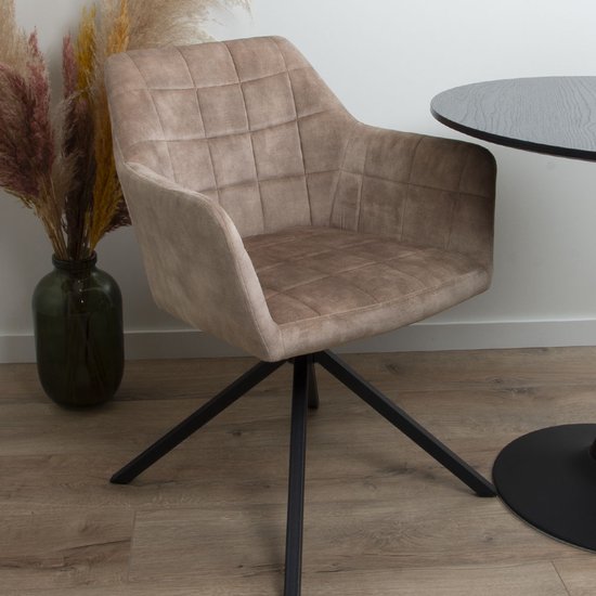 Milton & Oldbrook Velvet Eetkamerstoel Draaibaar Malmo Luxe Zand