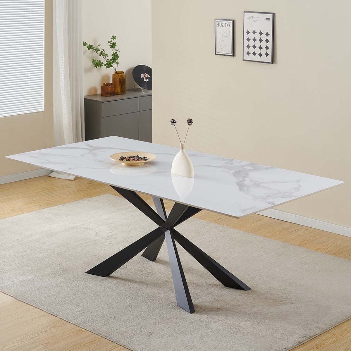 Milton & Oldbrook Eettafel 180 cm Zamora Marmer Wit