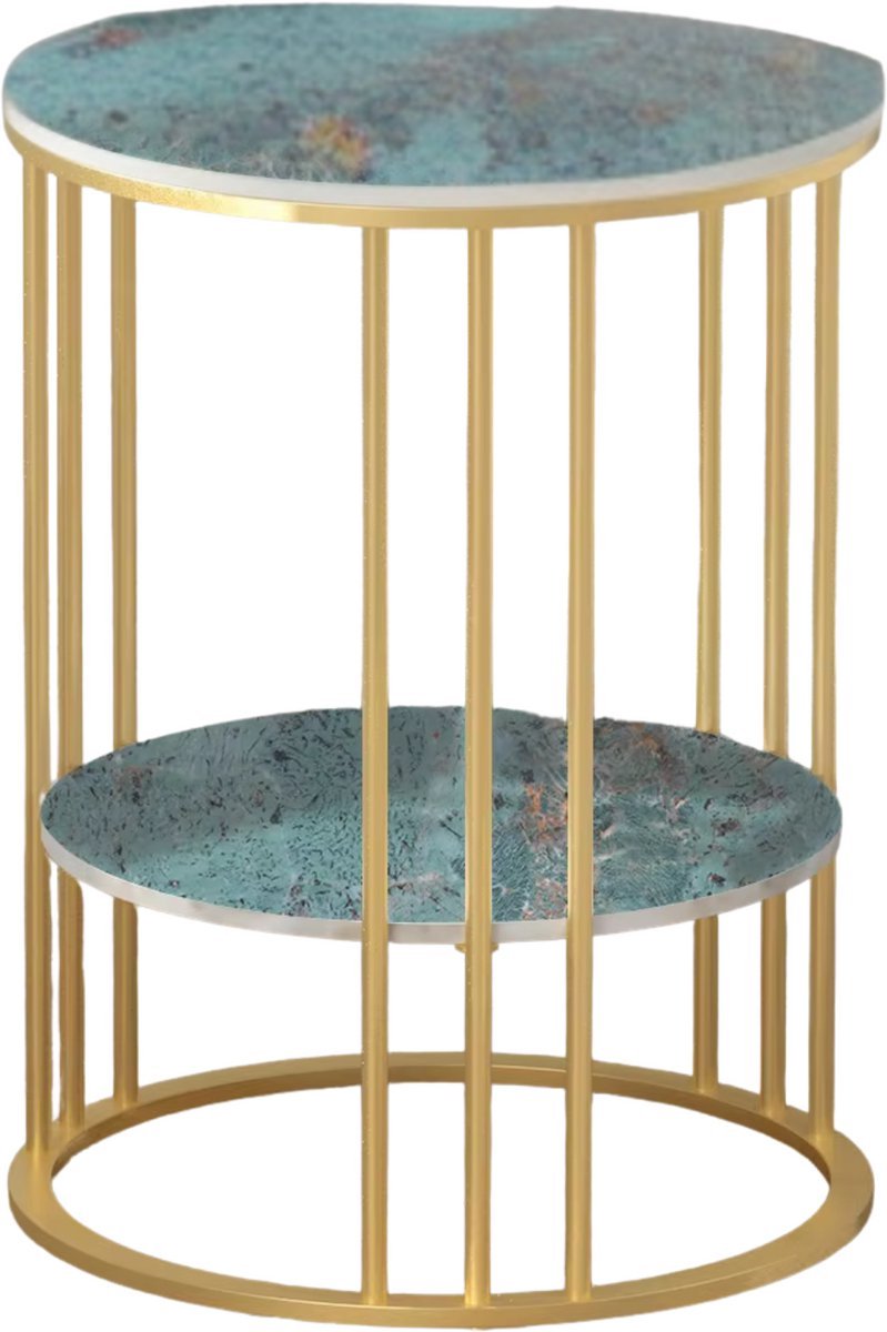 Happiq Bijzettafel Malito - Ronde bijzettafel - Salontafel - Woonkamer - Emerald look - Side table - 40cm Wit