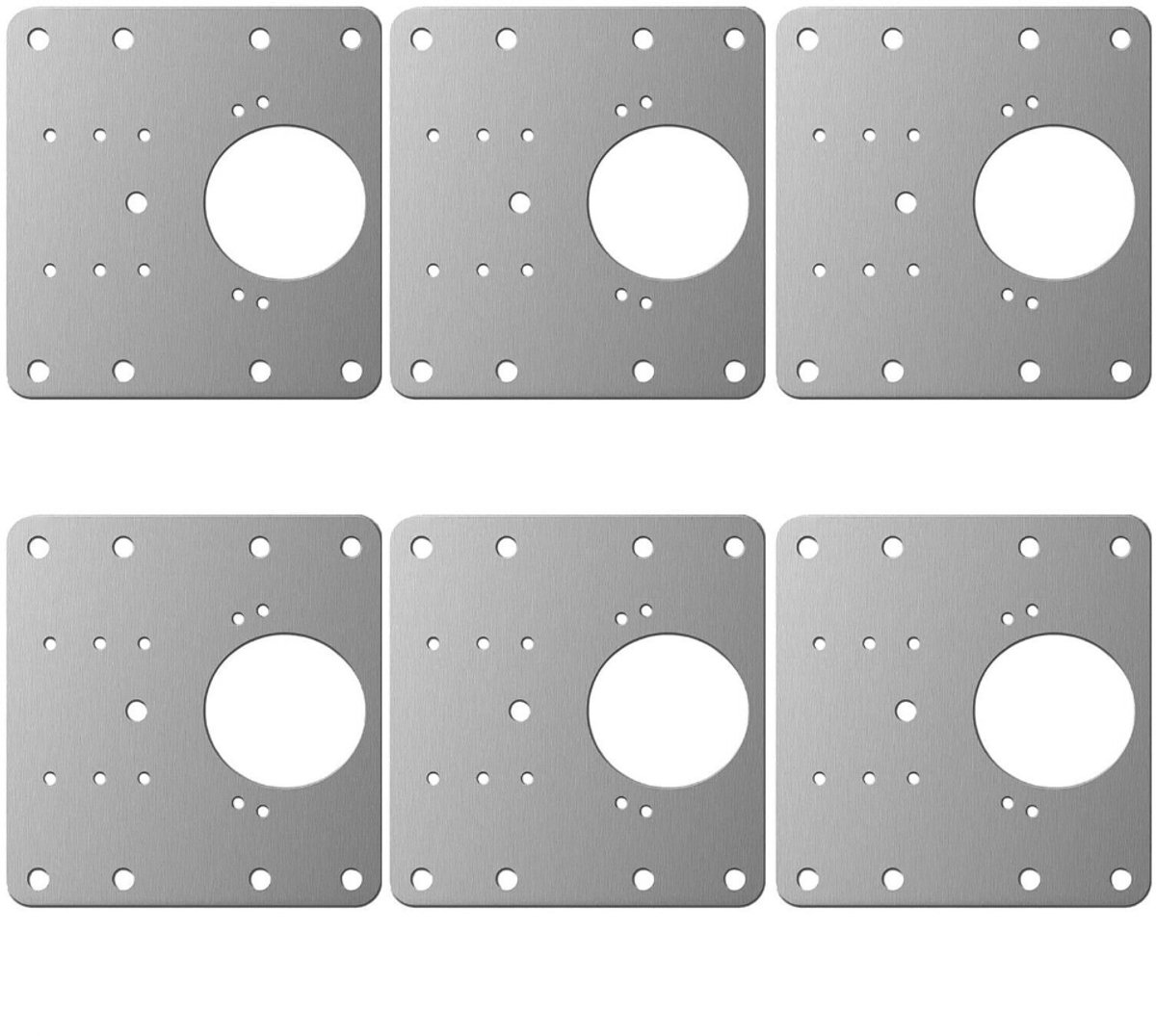Reparatieplaat voor meubelscharnieren 9x9 cm RVS 6-Pack
