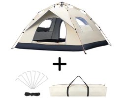 Dutchers® Pop-Up Tent 4 Personen – Automatische Tent voor Kamperen, Reizen, Strand & Hiking - Campingtent - Kampeertent - Koepeltent – UPF 50+ - UV Bestendig – Waterdicht & Ventilerend – Inclusief Draagtas, Haringen & Touwen