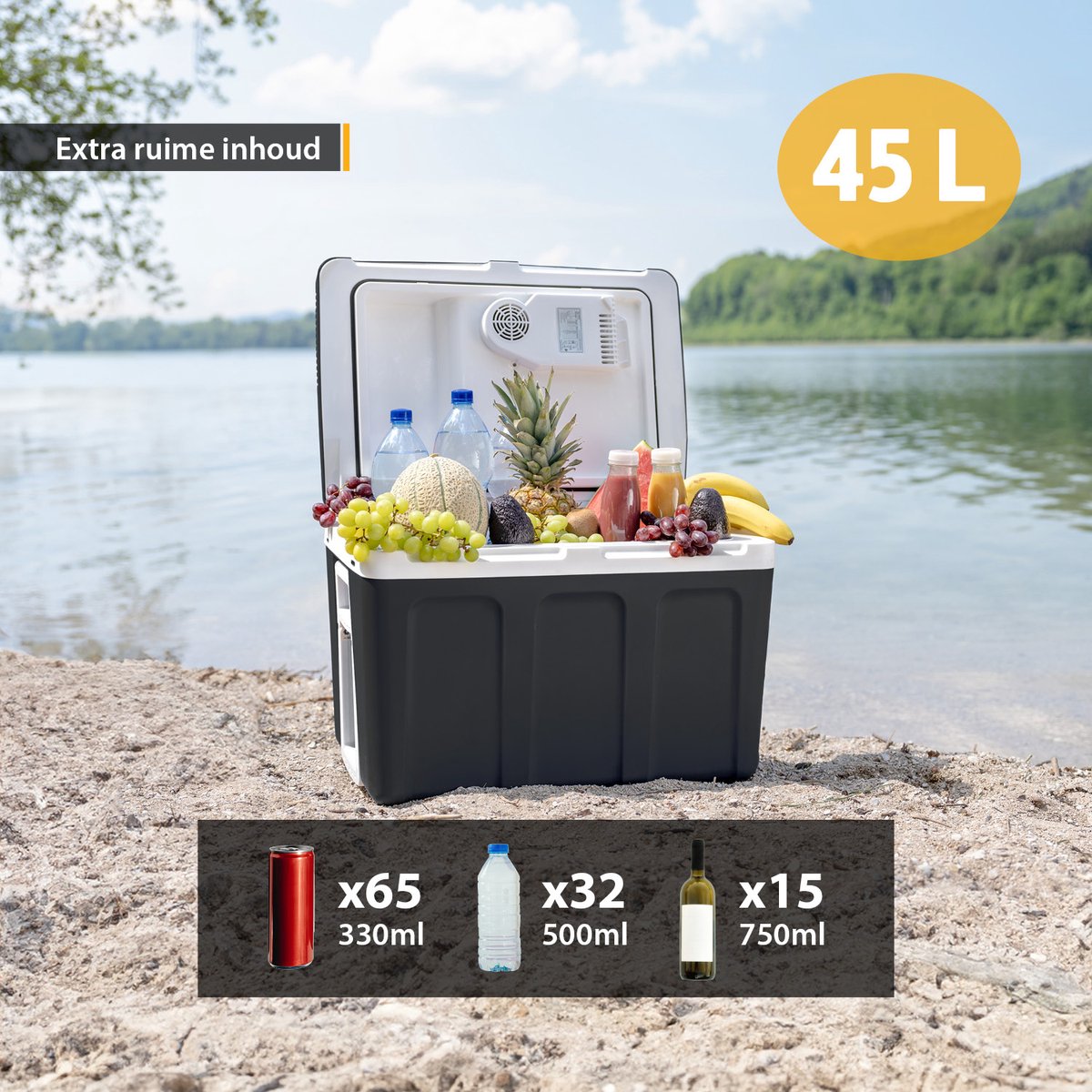 TZS First Austria Elektrische Koelbox - 45L - 12V en 230 volt - Frigobox -Koelen en Verwarmen - Zwart – foto 6