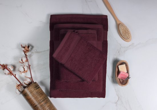 Handdoeken Hotel DoubleDry, Set de 30 pièces, 100 % Katoen 500 g/ m2 , douces et absorbantes, bordeaux