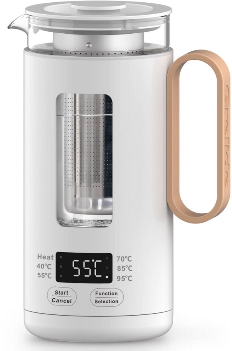 2in1 ketel-theepot 0,5l 500w wit - naturamix - TEAZENEVOLUTION