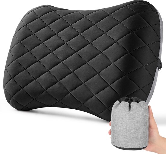 Third of Life Reiskussen VOLAR Camper kussen, Nekkussen van visco-schuim, neksteunkussen met warmteregulerende overtrek, Klein kussen voor camping, vliegtuig, trein of voor in het hotel 40x25x10cm