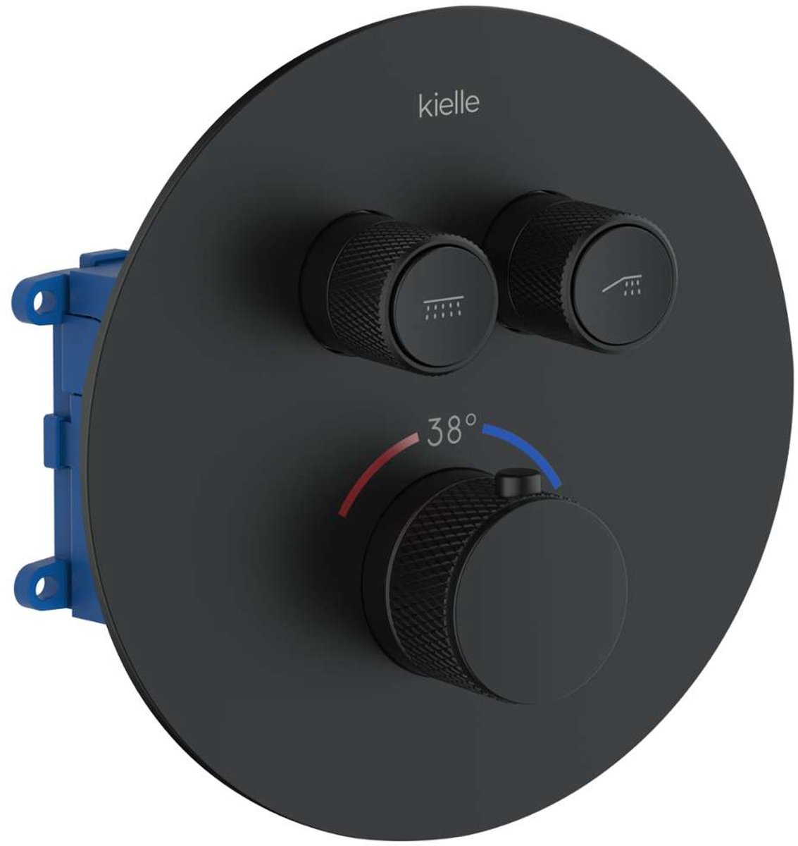 kielle Oudee - Thermostatische inbouwkraan, met inbouwdeel, voor 2 functies, mat zwart 10602204