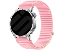 Strap-it Wave nylon bandje 20mm - Geschikt voor Samsung Galaxy Watch 7 / 6 / 5 / 4 (Pro / Classic) / 3 - 41mm / 42mm / Active 40 & 44mm / FE - Polar Ignite / Unite - Withings ScanWatch 2 - 42mm / Nova / Steel HR 40mm (roze)