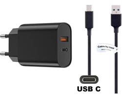 OneOne 20W snellader met 2 poorten + 1,8m sterke USB C kabel. PD lader. Oplader adapter past op Kobo (Rakuten) eReader Elipsa, Elipsa 2E, Sage, Libra 2, Libra Colour, Clara 2E, Clara Colour, Clara BW - Kindle (Amazon) Scribe