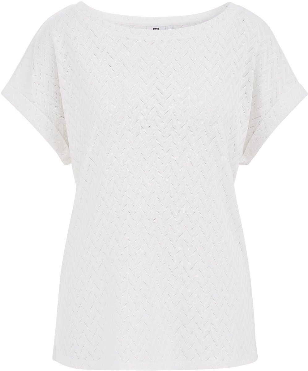 WE Fashion Dames T-shirt met open structuur