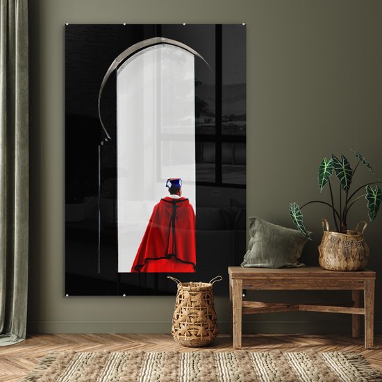 MuchoWow® Peinture sur verre 120x180 cm - Peinture sur verre acrylique - Porte - Homme - Rouge - Zwart - Photo sur verre - Peintures