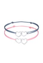 Elli Bracelets pour femmes Enfants Coeurs Ruban Nylon Set de 2 en Argent Sterling 925 Plaqué Or