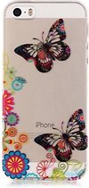 GadgetBay Doorzichtig Vlinder Bloemen TPU iPhone 5 5s SE 2016 hoesje - Kleurrijk