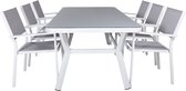 Virya tuinmeubelset tafel 100x200cm en 6 stoel Copacabana zwart, grijs, wit.