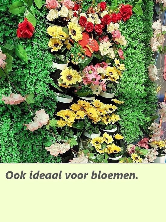Finnacle - Plantenmuur - Muur met planten - Tuinieren - Tuin - Planten - Plantenbak - Zwart met Groen - Verticale tuin - Hangende tuin - Plantenzak - plantenzakken voor 49 planten – 100 cm x 100 cm - 1 vak is 13x13 cm