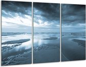 GroepArt - Schilderij -  Zee - Blauw - 120x80cm 3Luik - 6000+ Schilderijen 0p Canvas Art Collectie