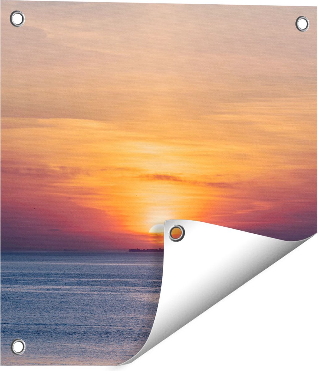 Gards Tuinposter Zonsondergang in de Noordzee - 40x40 cm - Tuindoek - Tuindecoratie - Wanddecoratie buiten - Tuinschilderij Multikleur